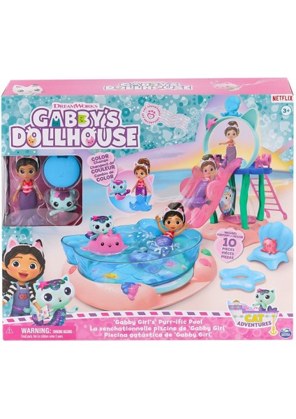 6067878 Gabbys Dollhouse Gabby ve Mercat Purr-Ific Havuz Oyun Seti