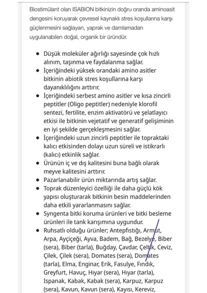 Isabion Yaprak Gübresi Hayvansal Menşeli Aminoasit 1lt modelleri