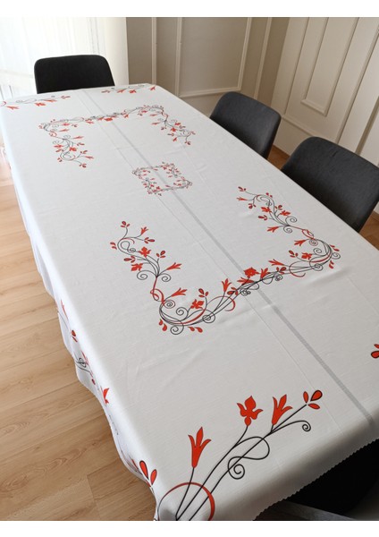 Lale Desenli Masa Örtüsü | Dertsiz Leke Tutmaz Kumaş | Dijital Baskı | 150 x 210 cm
