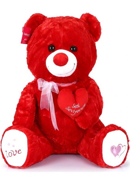 Yumoş Ayı 47 cm Kırmızı Kalpli Peluş Ayı Sevgiliye Hediye