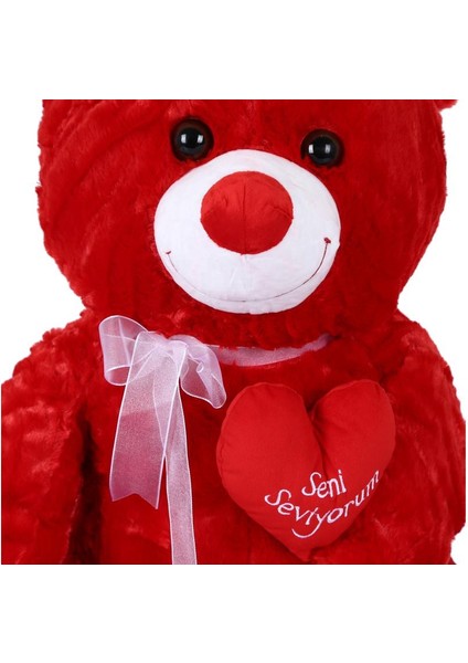 Yumoş Ayı 47 cm Kırmızı Kalpli Peluş Ayı Sevgiliye Hediye