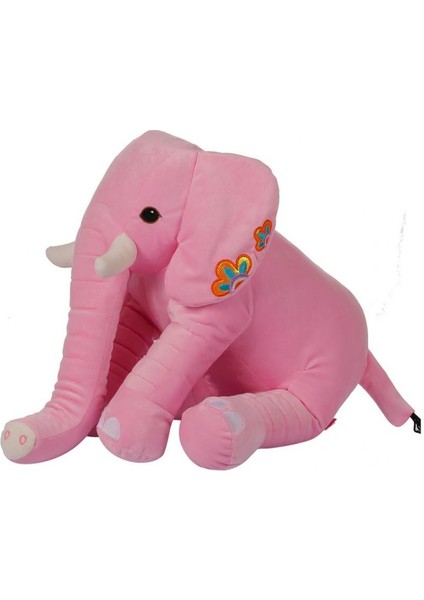 Oturan Dişli Fil 50 cm Pembe Peluş Çocuk Oyuncak