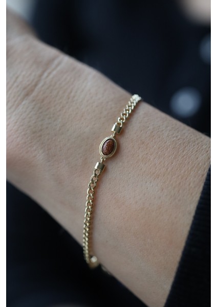 14 Ayar Altın Kahverengi Opal Detaylı Gurmet Bileklik fiyatları