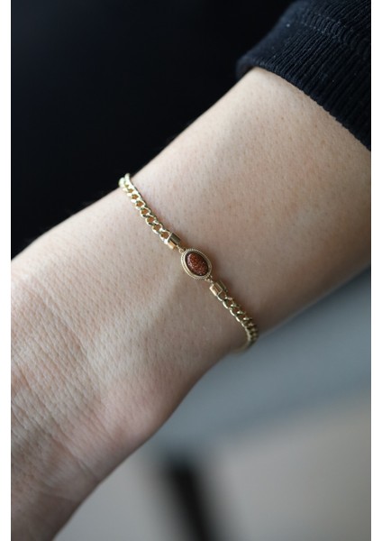 14 Ayar Altın Kahverengi Opal Detaylı Gurmet Bileklik modelleri