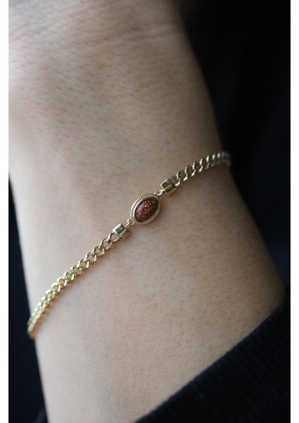 14 Ayar Altın Kahverengi Opal Detaylı Gurmet Bileklik fırsatları