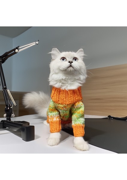 Kedi Köpek İçin Turuncu Kırçıllı Kazak