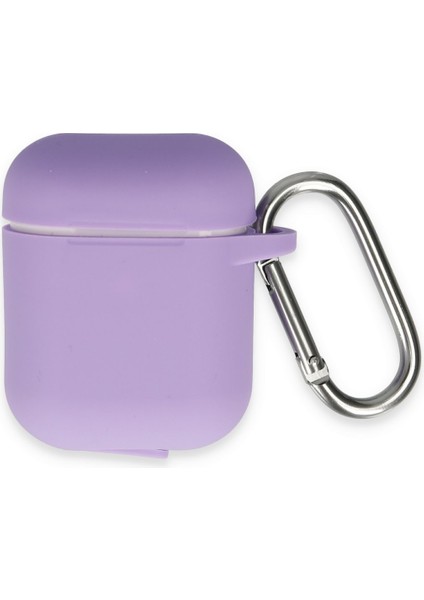 Airpods (1.nesil) Silikon Kılıf Yumuşak Düz Renk Kılıf Birinci Nesil - Lila
