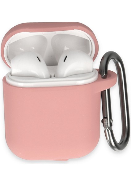 Airpods (1.nesil) Silikon Kılıf Yumuşak Düz Renk Kılıf Birinci Nesil - Pembe