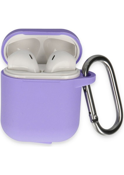 Airpods (1.nesil) Silikon Kılıf Yumuşak Düz Renk Kılıf Birinci Nesil - Mor
