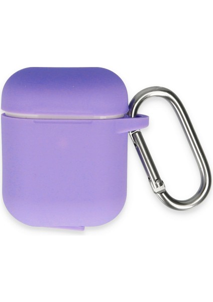 Airpods (1.nesil) Silikon Kılıf Yumuşak Düz Renk Kılıf Birinci Nesil - Mor