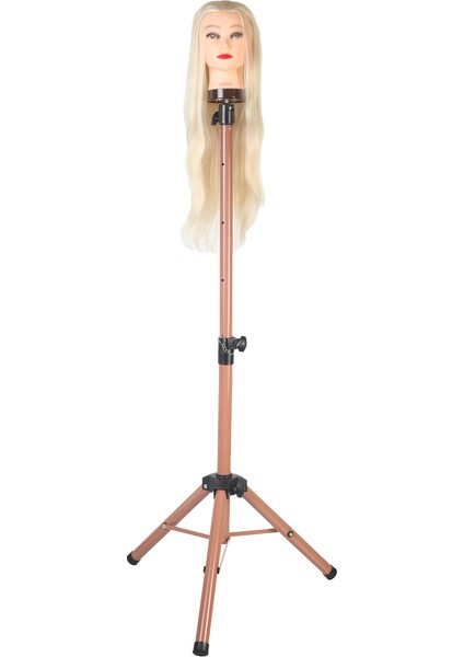 Kuaför Eğitim Mankeni Için Metal Tripod / Sütlü Kahve + Taşıma Çantası