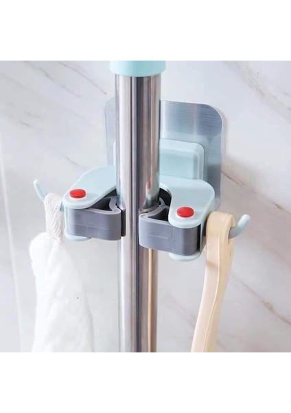3 Adet Askılı Yapışkanlı Sap Tutucu Banyo Düzenleyici Askı Mop Paspas Fırça Sapı Tutucu