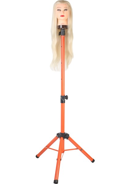 Kuaför Eğitim Mankeni Için Metal Tripod / Turuncu + Taşıma Çantası
