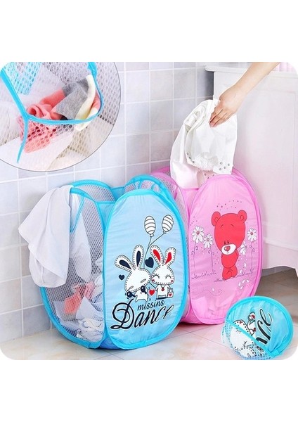 Karikatür Figürlü Katlanır File Oyuncak ve Çamaşır Sepeti fırsatları