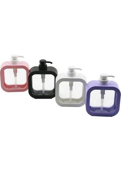 KARE=12.5X12.5 cm-D:6 cm - Oval Köşeli Sıvı Sabunluk Şeff Pvc Gövde Renkli Pls.çerçeve Kilitli Pompa