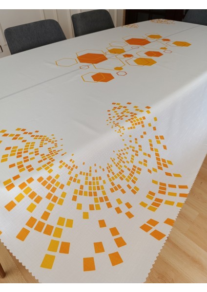 Petek Desenli Masa Örtüsü | Dertsiz Leke Tutmaz Kumaş | Dijital Baskı | 150 x 210 cm