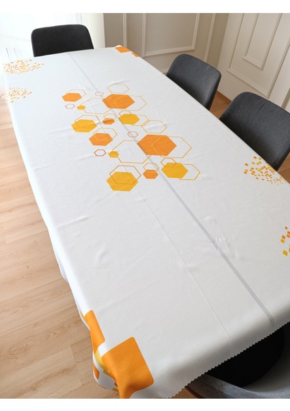 Petek Desenli Masa Örtüsü | Dertsiz Leke Tutmaz Kumaş | Dijital Baskı | 150 x 210 cm
