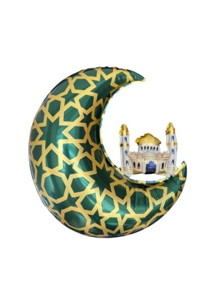 Ramazan Ay Kubbe Figürlü Folyo Balon Yeşil