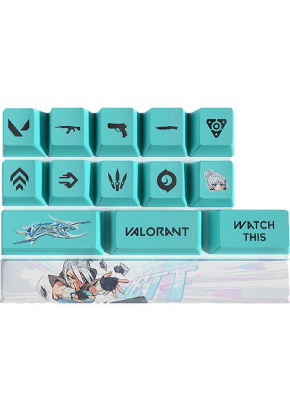 Valorant Jett Keycaps - 14'lü Mekanik Klavye Tuşu