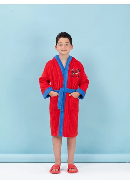 Cars Go Nakışlı Disney Lisanslı Kapüşonlu Çocuk Bornozu 7-8 Yaş