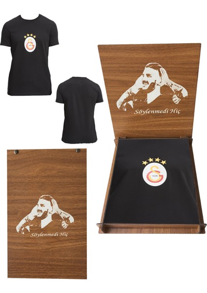 Lisanslı Logolu Siyah T-Shirt Icardi Ahşap Kutulu