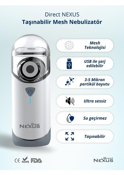 Direct Nexus Taşınabilir Mesh Hava Makinesi Nebulizatör fırsatları