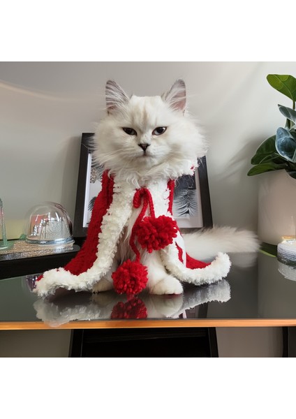 Kedi Köpek için Kırmızı Beyaz Kapüşonlu Pelerin fırsatları