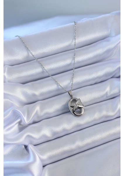 316L Çelik Gümüş Renk Zirkon Taşlı Kadın Kolye fiyatları