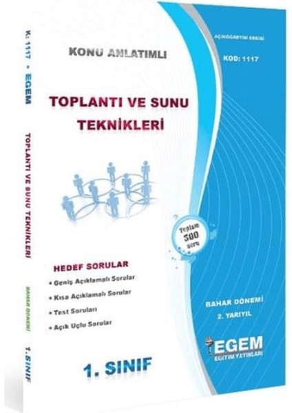 (Sınıf: 1) Toplantı Ve Sunu Teknikleri Anlatımlı Soru Bankası (2.Yarıyıl) (1117)