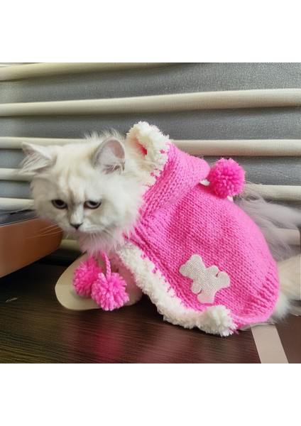 Kedi Köpek için Pembe Kapüşonlu Pelerin