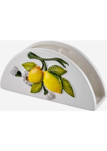 Limoni Beyaz Seramik Peçetelik