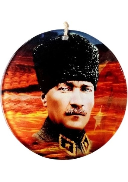Kalpaklı Atatürk 15 Santimetre Füzyon Cam Duvar Süsü