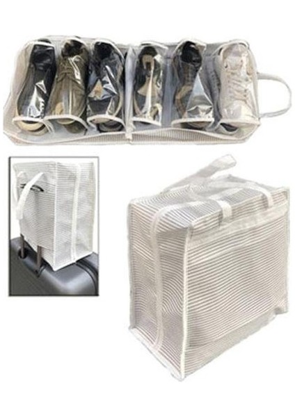 Ayakkabı Saklama ve Taşıma Çantası (Çizgili Model) Shoe Tote fırsatları
