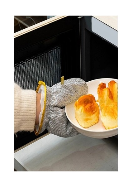 2li Telli Bulaşık Eldiveni Su Geçirmez Kir Sökücü Tava Tencere Ovma Mutfak Banyo Temizlik Eldiveni