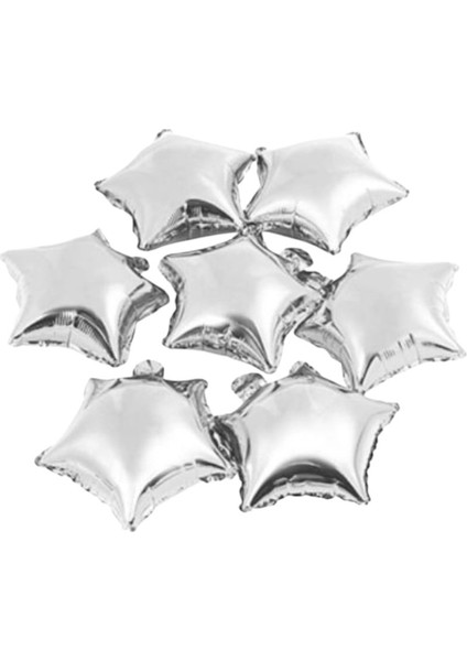 10 Inç 25 cm Gümüş Yıldız Folyo Balon Set 5 Li ,doğum Günü,parti,kutlama