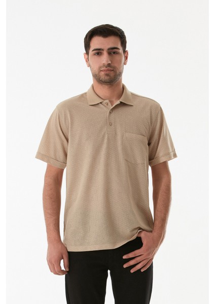 Desenli Düğmeli Polo Yaka Tişört