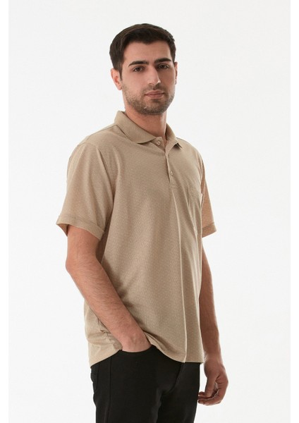 Desenli Düğmeli Polo Yaka Tişört