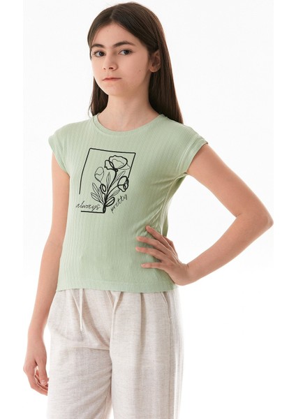 Always Pretty Yazı Baskılı Kız Çocuk Tişört