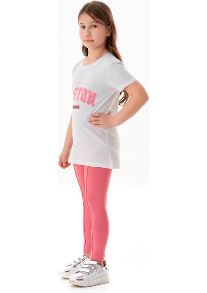 %100 Pamuk Boston Yazı Baskılı Kız Çocuk Tişört fiyatları