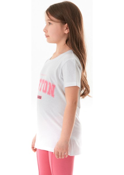 %100 Pamuk Boston Yazı Baskılı Kız Çocuk Tişört modelleri