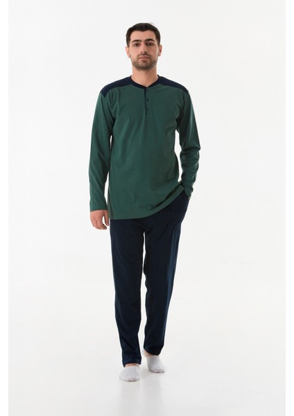 Yarım Düğmeli Bisiklet Yaka Pijama Takımı