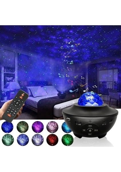 Starry Projektör Bluetooth Hoparlör+Sese Duyarlı Disko Topu+ USB Mp3 Çalar+Parti, Gece Lambası indirimleri