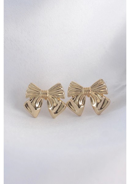 Pirinç Gold Renk Fiyonk Küpe