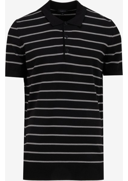 Polo Yaka Regular Fit Çizgili Siyah Erkek Kazak FC5SM-KZK 2759