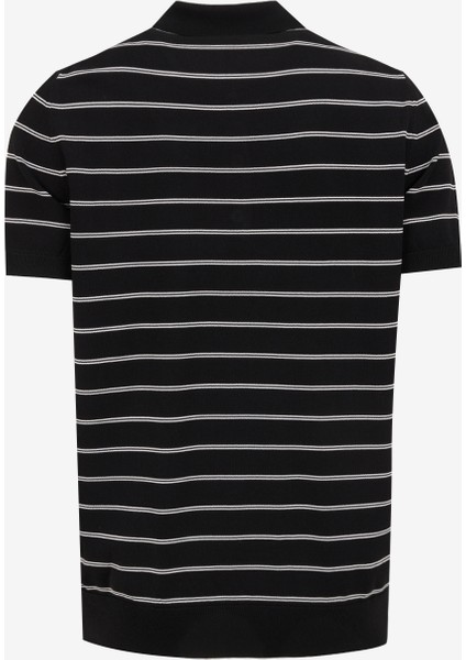 Polo Yaka Regular Fit Çizgili Siyah Erkek Kazak FC5SM-KZK 2759