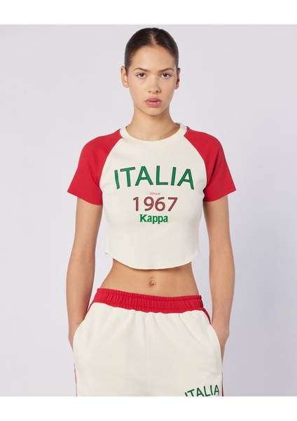 Balde Kadın Kırmızı Regular Fit Tişört %95 Pamuk %5 Elastane Kısa Kol