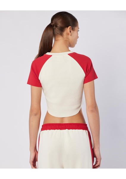 Balde Kadın Kırmızı Regular Fit Tişört %95 Pamuk %5 Elastane Kısa Kol fırsatları