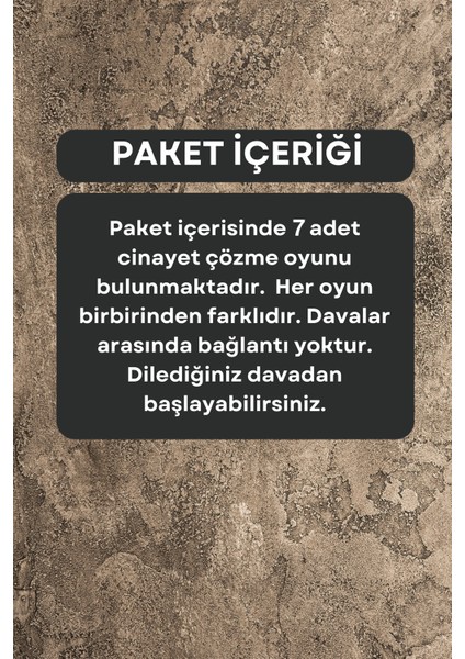 Dedektiflik Oyunu - Cinayet Oyunu - Dedektif Oyunu - Kutu Oyunları - Yedili Set fiyatları