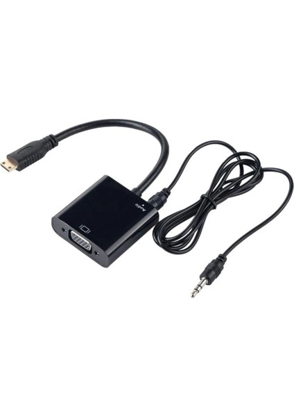 Mini HDMI To VGA Çevirici Aparat (Ses Çıkışı Var)