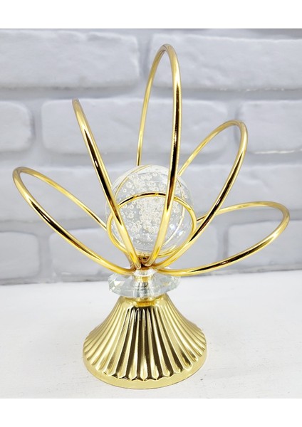 Gold Kaplama Metal Ayaklu Baloncuklu Kristal Taşlı Ev Salon Aksesuar Gold Yelpaze Model Biblo Obje fiyatları